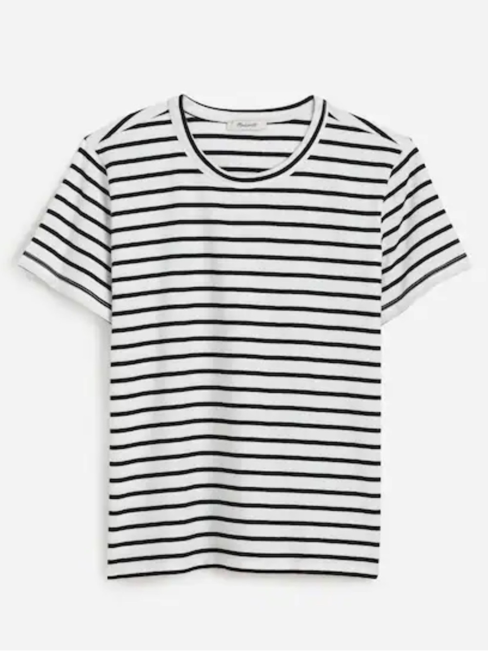 Madewell Classic Black & White Striped Perfect Cotton Crewneck Tee NT716 XS